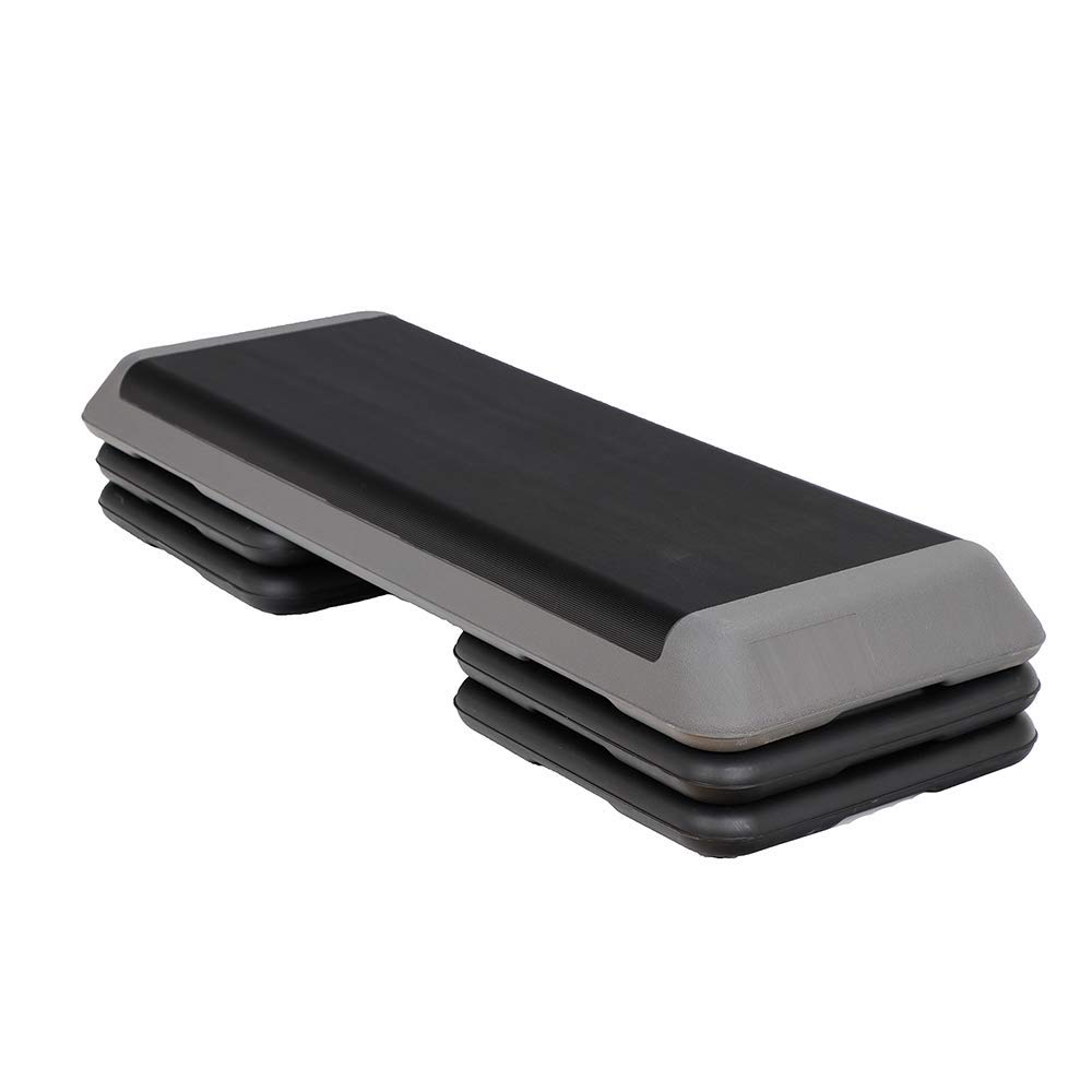 Oteymart 43 Inches Aerobic Step Platform 3 Levels Adjustable Aerobic Stepper with 4 Extra Risers and Anti Slip Surface, Exercise Training Workout