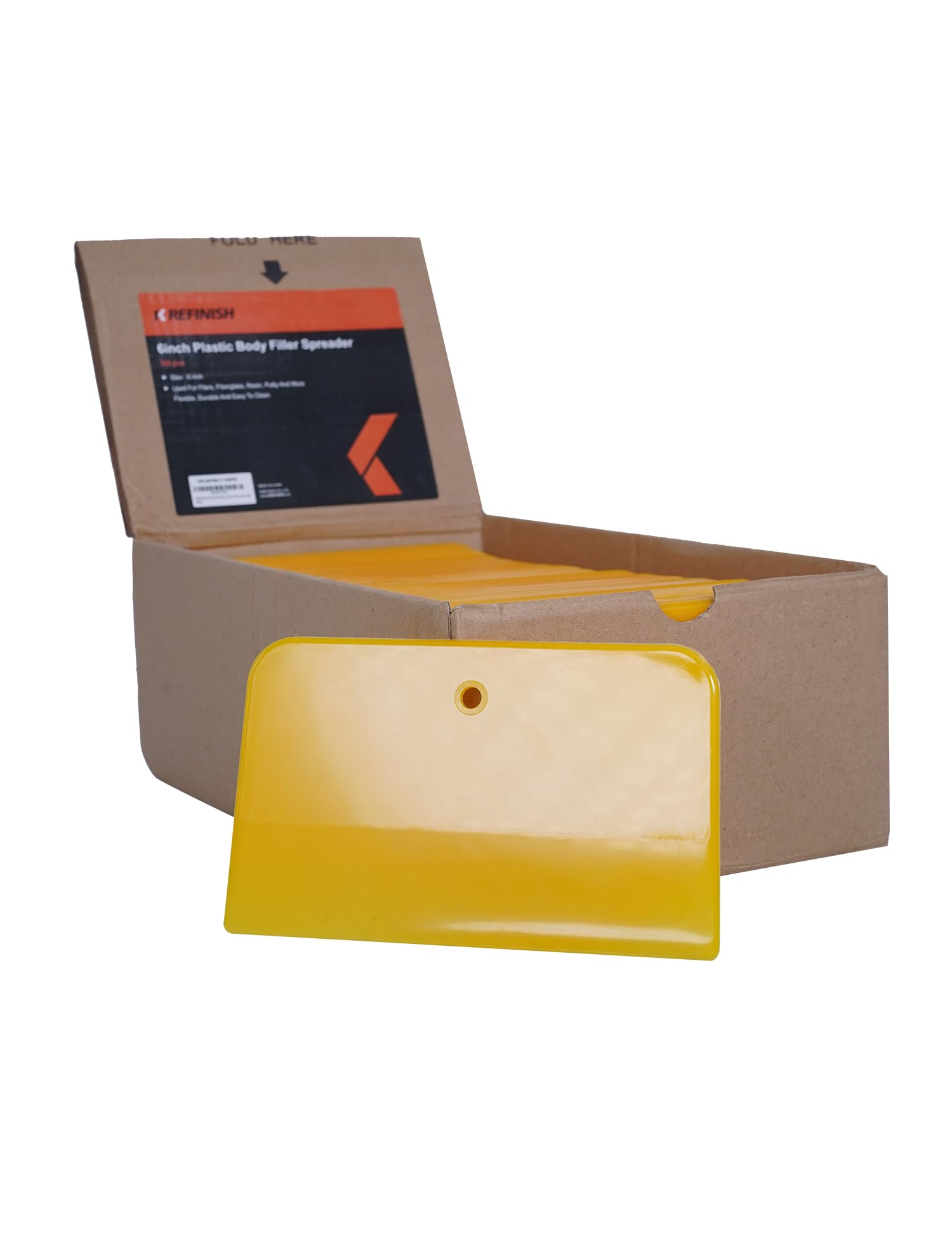 KREFINISH Body Filler Spreaders (Pack of 100) - 6" Yellow Reusable Plastic Spreader for Automotive Fillers, Putties, Glazes, Caulks and Paint