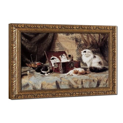 Impression sur toile Henriette Ronner Knip décoration murale salon fin 1880