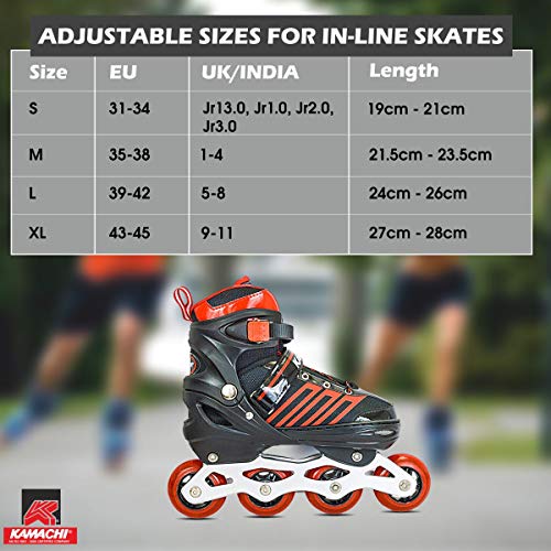 Image of Kamachi K-1006 Adjustable Aluminium Body Inline Skates (Red, Medium)