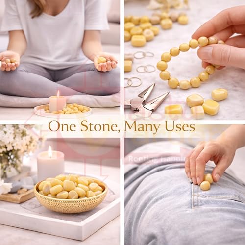 Image of Crystal Yellow Zade Tumble Stone | 50gm Tumbled Gemstones | Reiki Healing Stones | Home Decor Pebbles | Aquarium Gravel | Garden & Table Decor