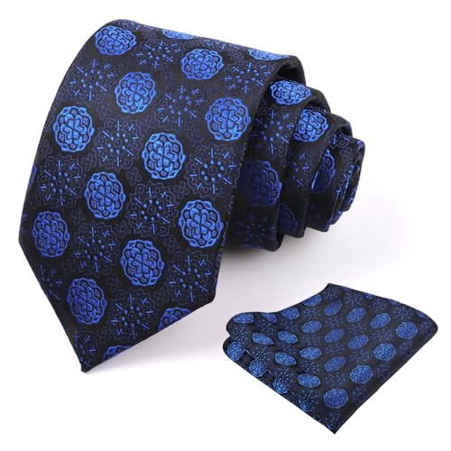 Image of Alizeal Mens Vintage Solid Plaid Tie with Pocket Square 3.15inches Necktie Set