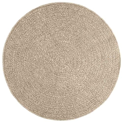 Tapis beige Ø 120 cm aspect jute résistant aux UV pour salon