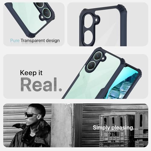 Image of Pikkme Back Cover | Crystal Clear Transparent Back | Ultra Hyrbid | Full Camera Protection | Raised Edge | Bumper Back Case for Vivo Y03 4G (Blue)