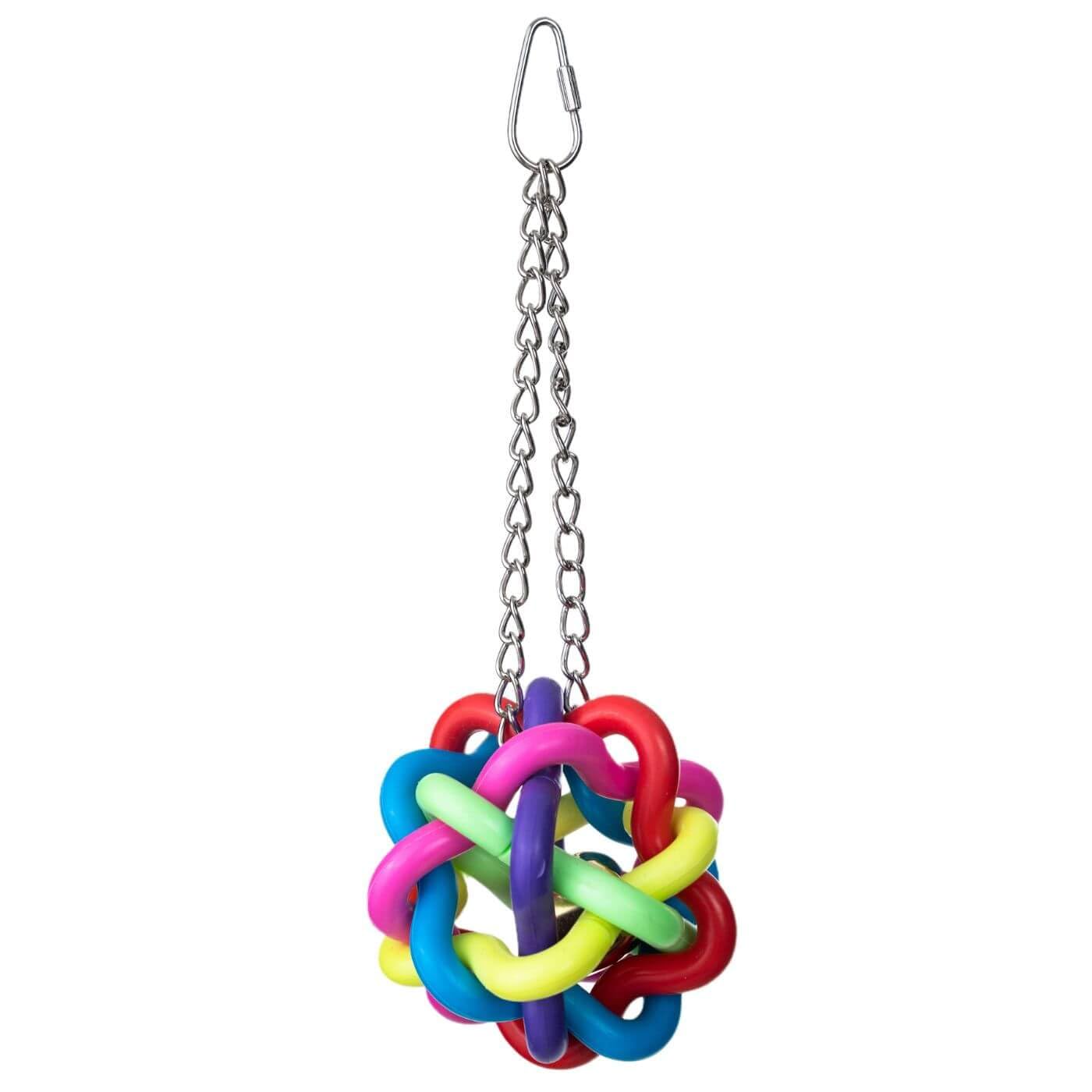 Sponsored Ad – Hanging Rainbow Ball Foraging Parrot Toy with Bell - Large