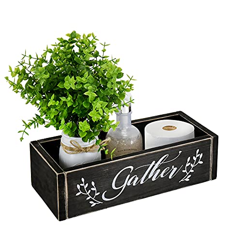 Bathroom Toilet Box withÂ Artificial Flower and Mason Jar, Decorative Toilet Tank Tray, Toilet Paper Holder for Bathroom, Paper Storage Basket Toilet Tank Box with Mason Jar and Flower (Black)