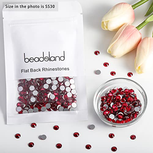 Image of Beadsland 576pcs Flat Back Crystal Rhinestones Round Gems for Nail Art and Craft Glue Fix, Siam, SS30,6.3-6.5mm