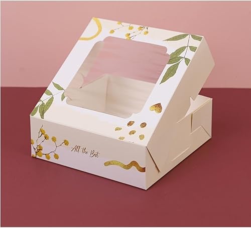 Miniatura 3 de Paquete de 20 cajas de panadería con ventana pequeñas de 6 x 6 x 2 pulgadas para galletas, dulces, pasteles, brownie, pastel de gasa, tarta, tarta,
