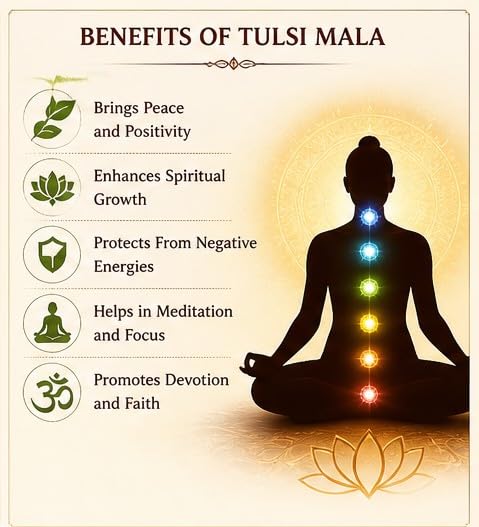 Image of Ratna Shree Original Tulsi Mala for Men & Women | Natural Tulsi Wood Beads Necklace | Holy Basil Japa Mala | Spiritual Jewellery | Lightweight Daily Wear Mala