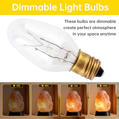 Image of RTNLTI Salt Lamp Cord Replacement with Dimmer Switch and 6-Pack E12 Halogen Salt Lamp Bulbs for Himalayan Salt Lamp (5 Feet)