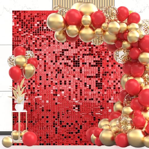 36 Pcs Red Shimmer Wall Backdrop Panels for Party Mjkeomo Red Sequin Backdrop for Birthday Graduation Home Party Decorations Anniversary Wedding Christmas Decor