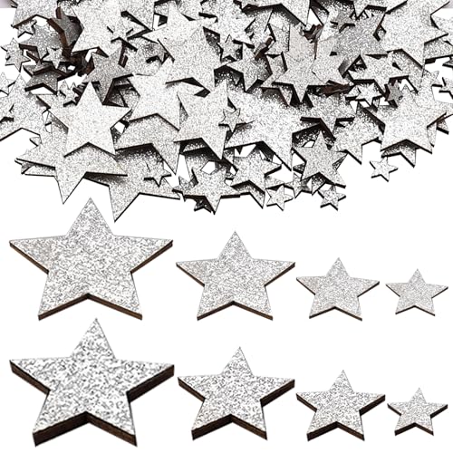 Whimzey 4 Größen Holzsterne zum Basteln Streudeko Weihnachten 1-4cm,...