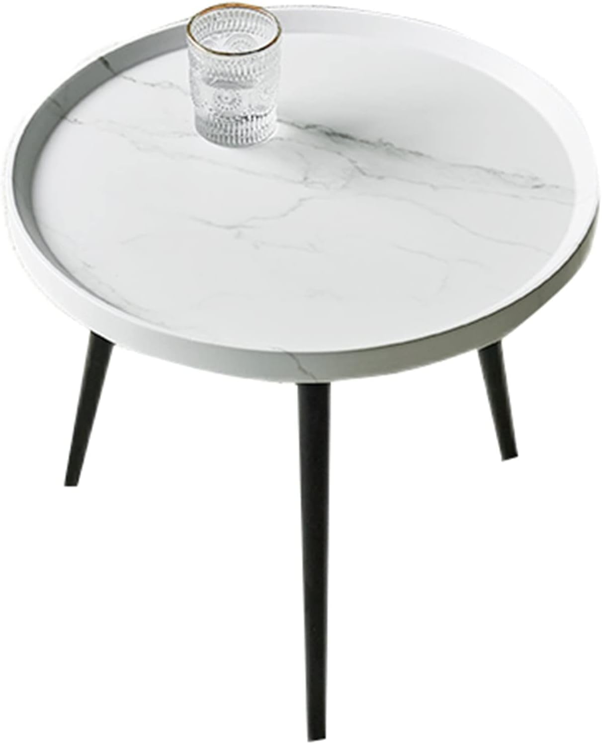 Mesa auxiliar trípode de metal estable para oficina y hogar con sobre redondo blanco de 50cm