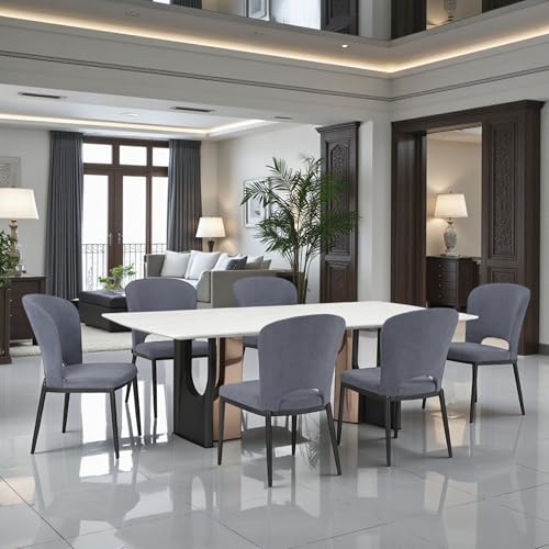 Image of The Attic Tavian Luxe 6 Seater Dining Set,Steel Grey,Rose Gold, Gun Metal & Cream,160Cms