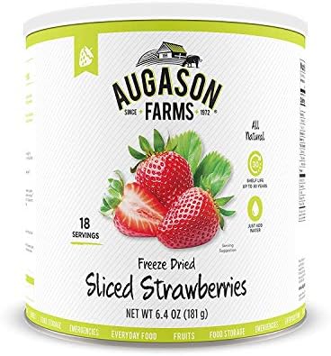 Augason Farms Freeze Dried Sliced Strawberries 6.4 oz No. 10 Can