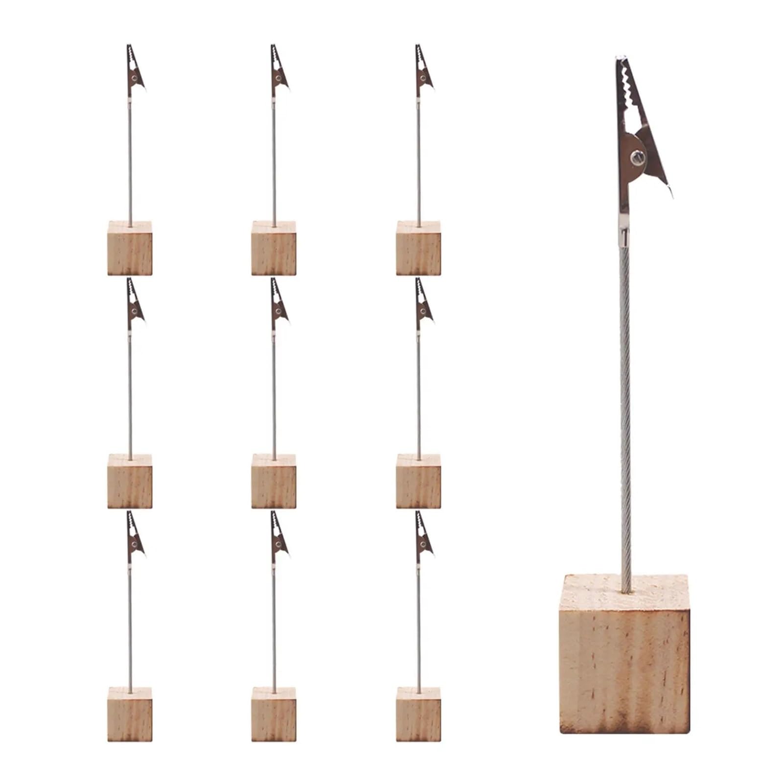 Lujauey Memo Clip Holder 20Pcs Wooden Memo Holder With Clip Square Block For Cards Photos Notes Table Number Display Stand for Wedding Party Office Memo