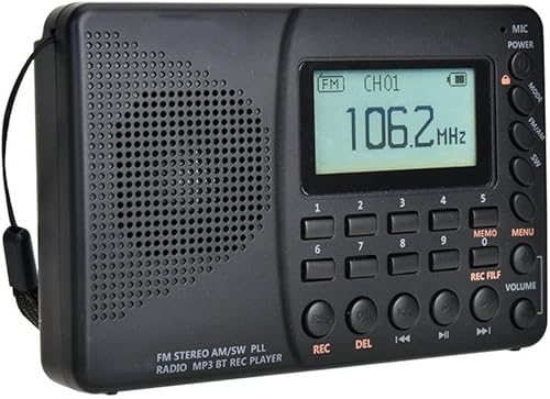 NA Pantalla LCD de radio digital portátil FM AM SW con función de memoria de apagado de altavoz