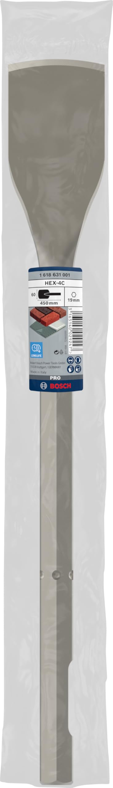 Bosch 1618631001 1 618 631 001 Burin bêche Gris, 19 mm 450 x 60 mm