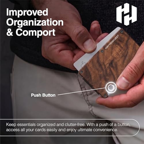 Image of Hayvenhurst Wallet for Men - Slim RFID Blocking Metal Wallet with Money Clip, Minimalist Front Pocket Credit Card Holder, Small Mens Wallet