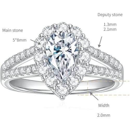 14K Gold Pear-Shaped 1 Carat 5x8mm Diamond Engagement Ring | Excellent Cut, D-color, VVS1 Clarity | Promise or Wedding Band2