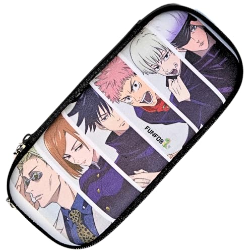 Image of Funfob Polyester Jujutsu Kaisen Pencil Box For School College For Pen Pencil Or Other Stationery Products Gojo Pencil Pouch|Jujutsu All Characters, Grey
