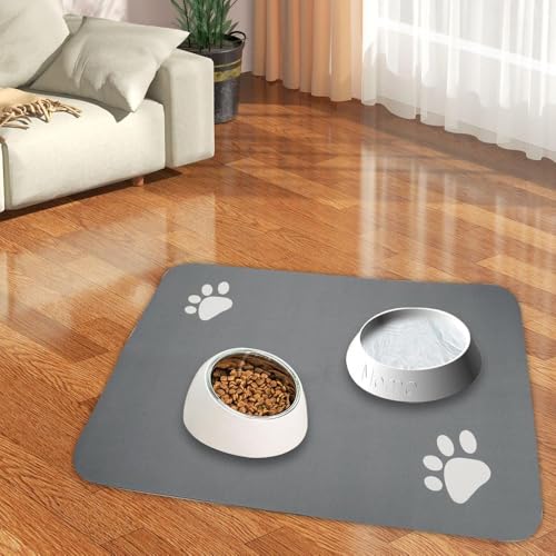 Dog Food Mat, 60 x 40 cm Dog Feeding Mat,Absorbent Pet Placemat for Water Bowl,Non Slip Pet Mats For Food Bowls with Waterproof Rubber Bottom,Food Bowl Mat for Dogs, Cats and Small Animals - Image 6