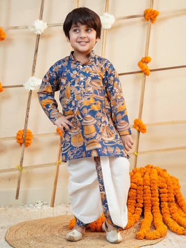 Image of AJ DEZINES Kids Ethnic Wear Pure Cotton Dhoti Kurta Set For Boys