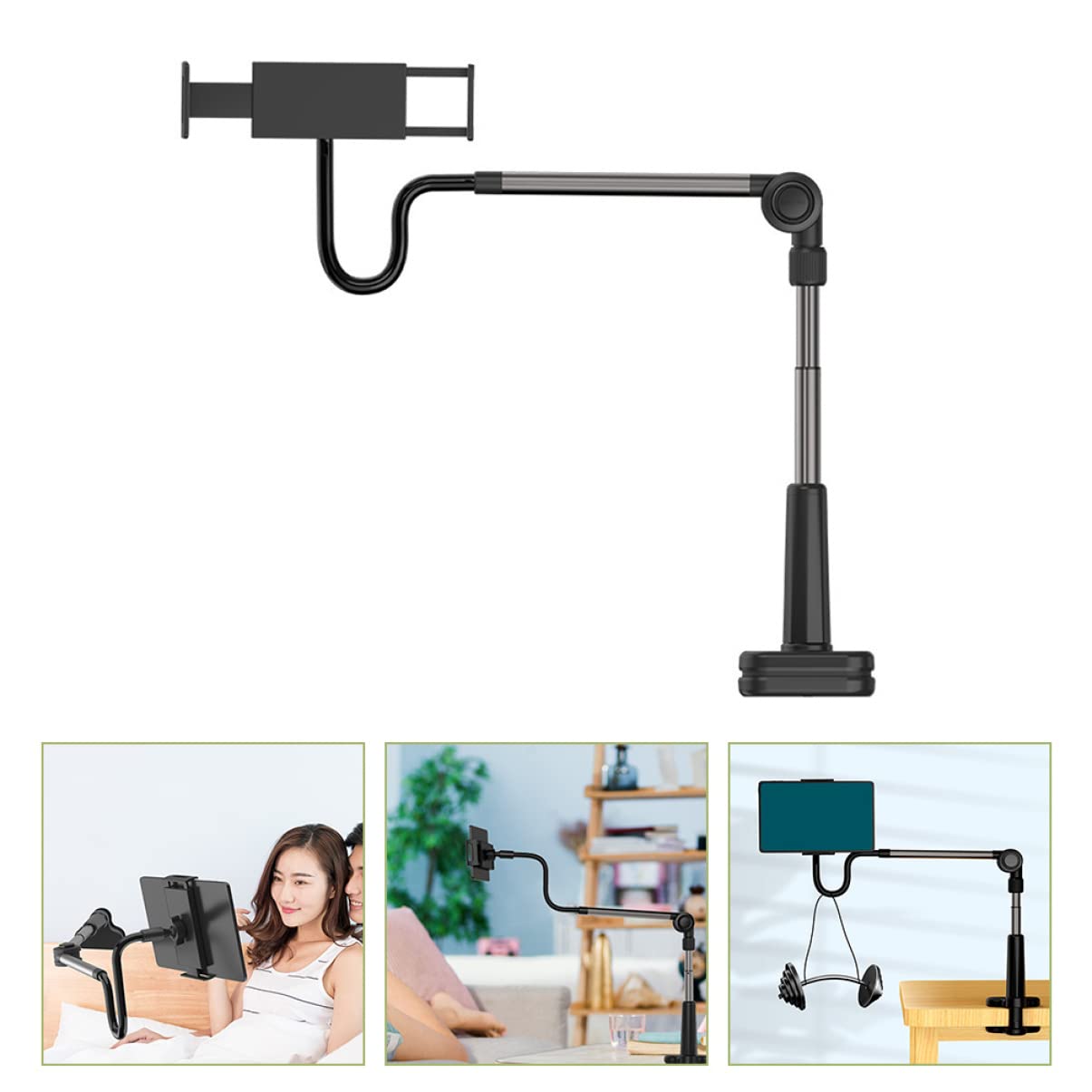 Holibanna Soporte de Teléfono para Escritorio Cuello de Cisne, Rotación 360° y Pinza 0-75mm, Adecuado para Grabación y Uso en Cama