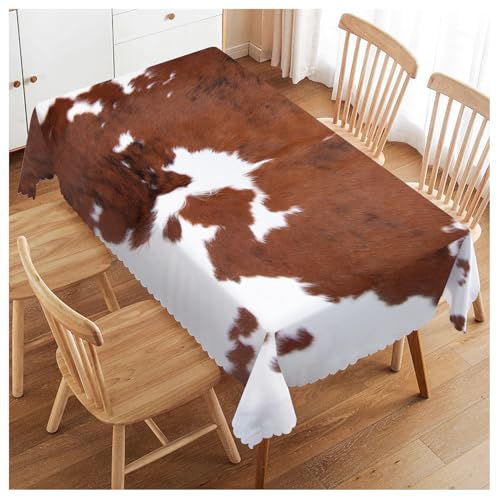 Walmsco Tablecloth Brown Cow Pattern Decor For Dining Room Kitchen Rectangular Table Cover 132 * 178cm, A040
