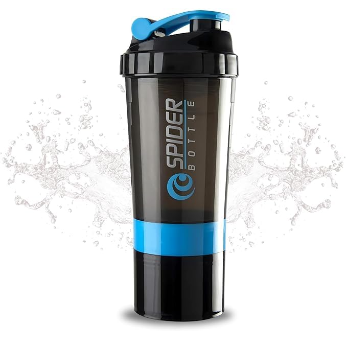 Gym Shaker Bottle, Shakers for Protein Shake with 2 Storage Compartment Gym Protein Shaker for Workout (High Density Polyethylene, Pack of 1 (500 ML)-image-37
