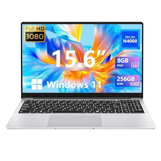Insoluxia Ordinateur Portable 15,6", Windows 11 PC Portable Celeron N4000 CPU, PC Portable 8Go LPDDR4 256Go SSD, Laptop avec 180° Flip1080P IPS Écran, WiFi+USB 3.0+BT4.2+Mini HDMI+TF Card Slot
