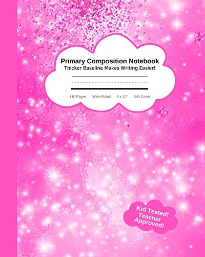 Preisvergleich Produktbild Primary Composition Notebook Thicker Baseline Makes Writing Easi: Cute Sparkle Pink Kid's Practice Tablet Improves Handwriting & Builds Confidence ... / 110 Pages Wide Ruled 8 x 10" Soft Cover