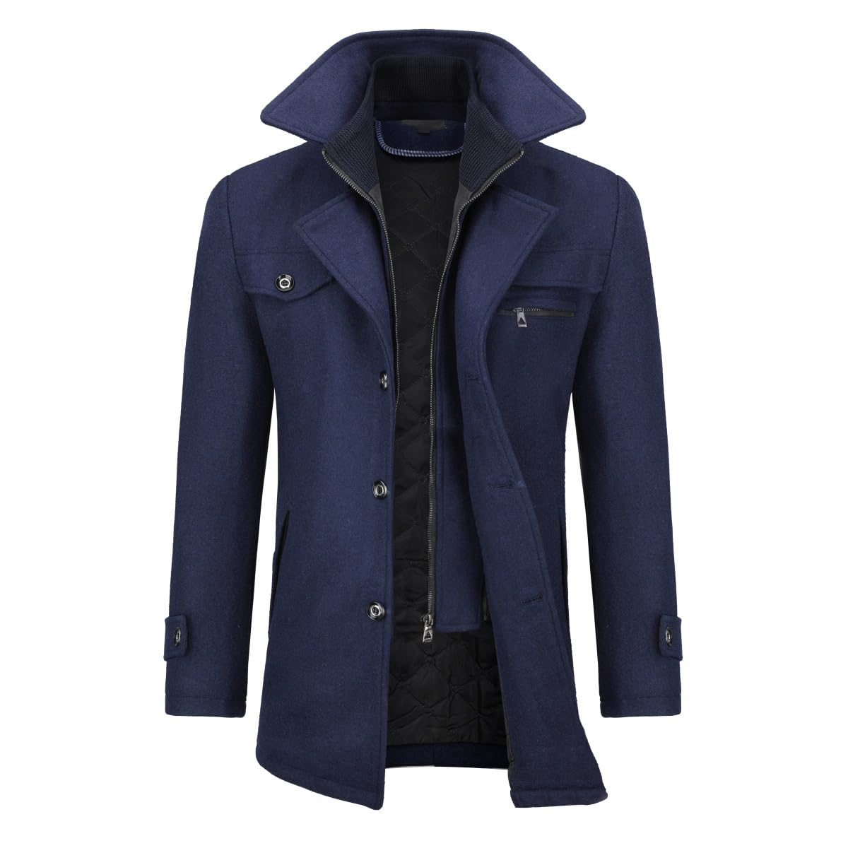 Allthemen Cappotto da Uomo in Lana Trench Slim Fit da Lavoro Corto Business Trench Coat Soft Touch Calda Invernale Coat