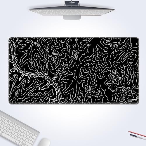 Image of Black Canyon Map Stitched Mousepad (17.5x35.5) for Laptop, Desktop, PC and Gaming Deskmat (Stitched Black 2.O, XXL)