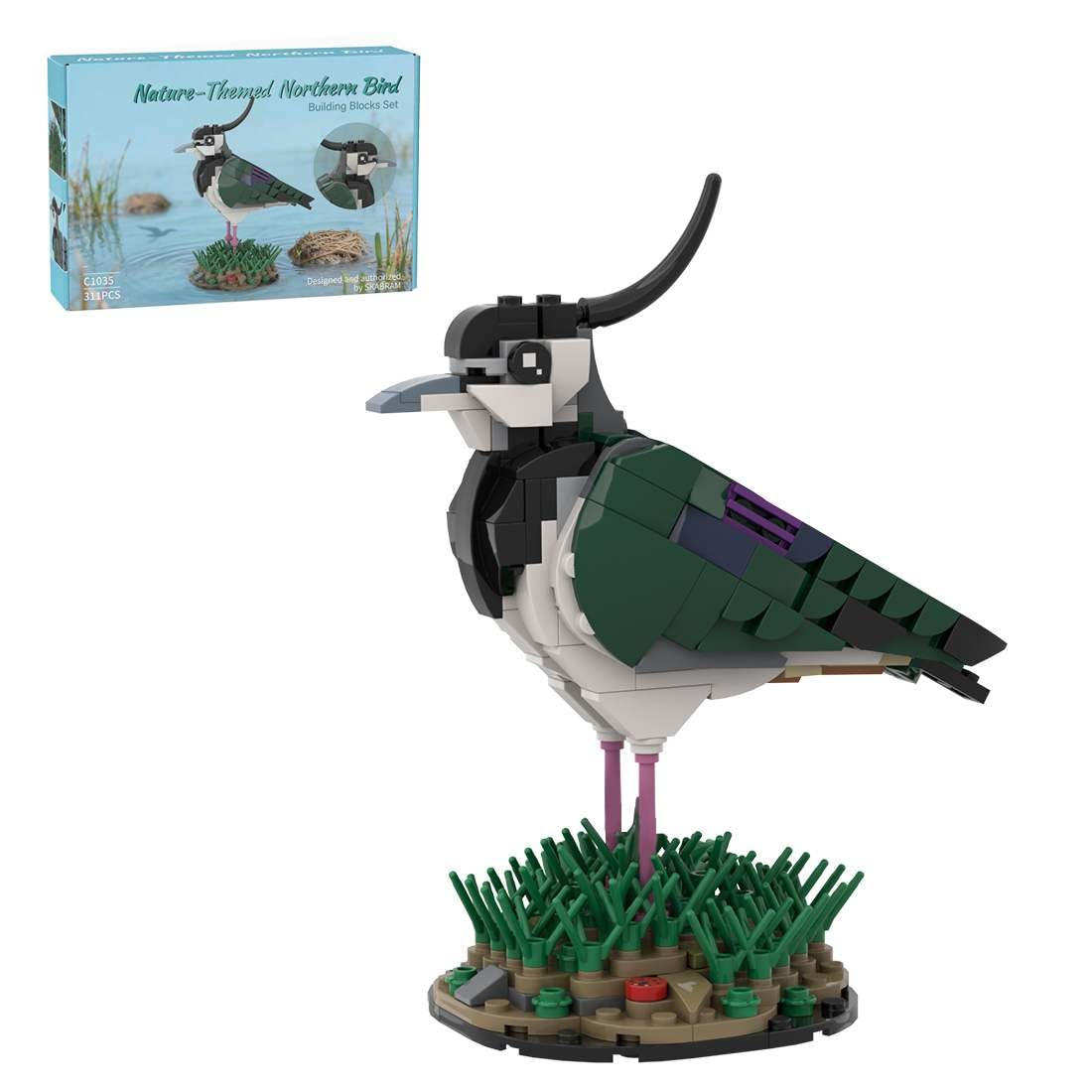 Engineerkiter Northern Lapwing Bird Animal Building Sets, Mechanical Bird Bricks Creative Construction Blocks Valentines Gifts for Adult - 311 Pieces