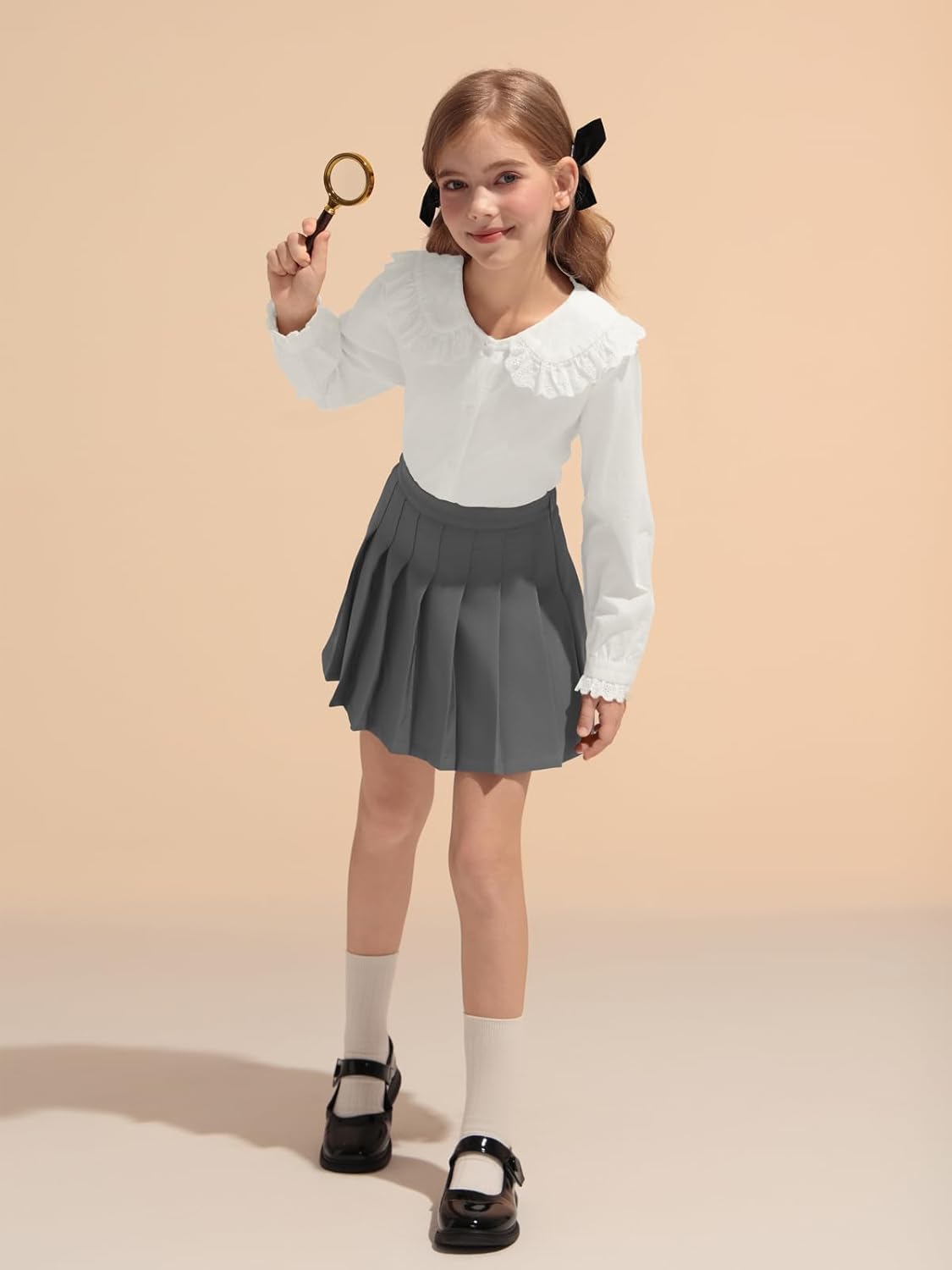 Haloumoning Girls Pleated Skirt Kids School Uniform Elastic High Waist Tennis Skirts with Shorts 5-14 Years - Image 3