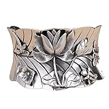 Wide silver Cuff Bracelet for women Silver bracelets for women Lotus bracelet, Floral bracelet, Lotu