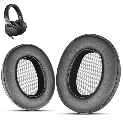 Sony MDR1A Earpads – Compatible con auriculares Sony MDR MV1 y Sony MDR-1A / MDR-1ADAC, almohadillas de repuesto de cuero proteico suave – Negro miniatura 1