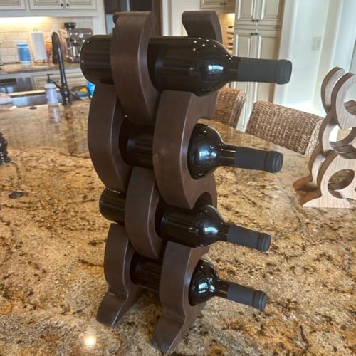 Soporte para 4 botellas de vino de madera nogal negro miniatura 4
