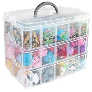 Guyuyii 3-Tier Stackable Craft Storage Containers – Bead Organizers and Storage with 30 Compartments and Handle – for Jewelry Making, Storing Kids’ Toys, Arts and Crafts Storage Boxes and Organizers