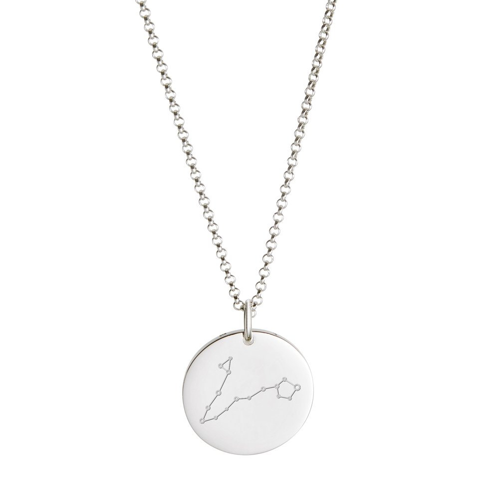 Gravado Collana da Donna in Argento 925, Ciondolo Circolare con Incisione Segno Zodiacale, Scatola Regalo Inclusa