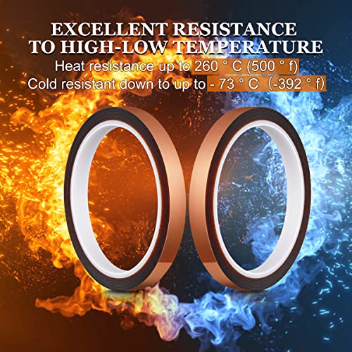 Image of Heat Tape,Heat Resistant Tape,Heat Transfer Tape,Thermal Tape,High Temperature Tape, No Residue 1 /2 inch(13mm X 33m Polyimide Tape for Sublimation,Masking,3D Printing,Electric Task, Soldering