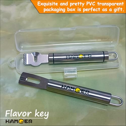 HAMOER Lemon Zester Grater Channel Knife Handheld for Bar Kitchen full Stainless Steel tool set