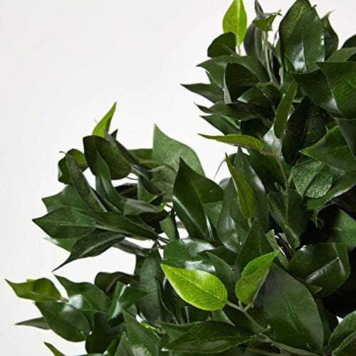 HOMESCAPES 4 ft Green Ficus Topiary Artificial Tree in Brown Pot, 125 cm Lifelike Leaves Replica Artificial Plant