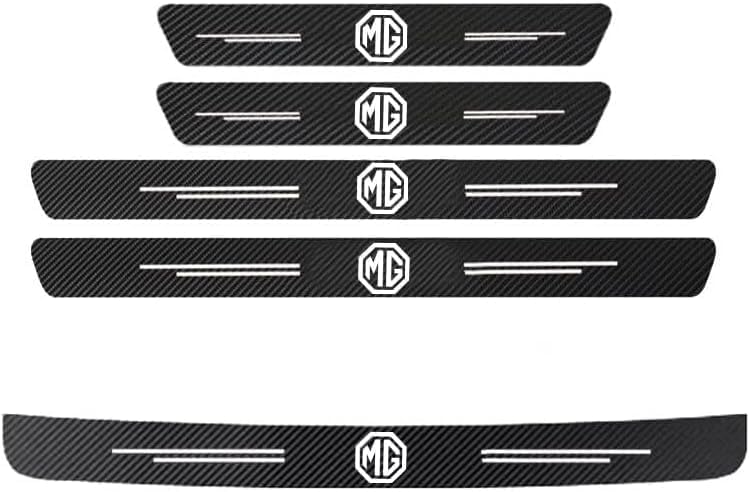 5 Pcs Car Door Sill Protector for MG Hector 2018-2025, Carbon Fiber Car Door Sill Protectors Pedal Decor Accessories