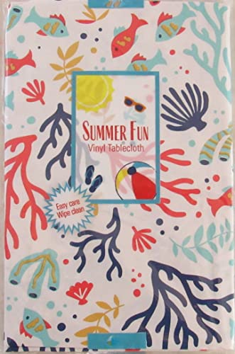 Fish Swimming Among Coral And Sea Plants Vinyl Flannel Back Tablecloth (60" Round) #TOP4