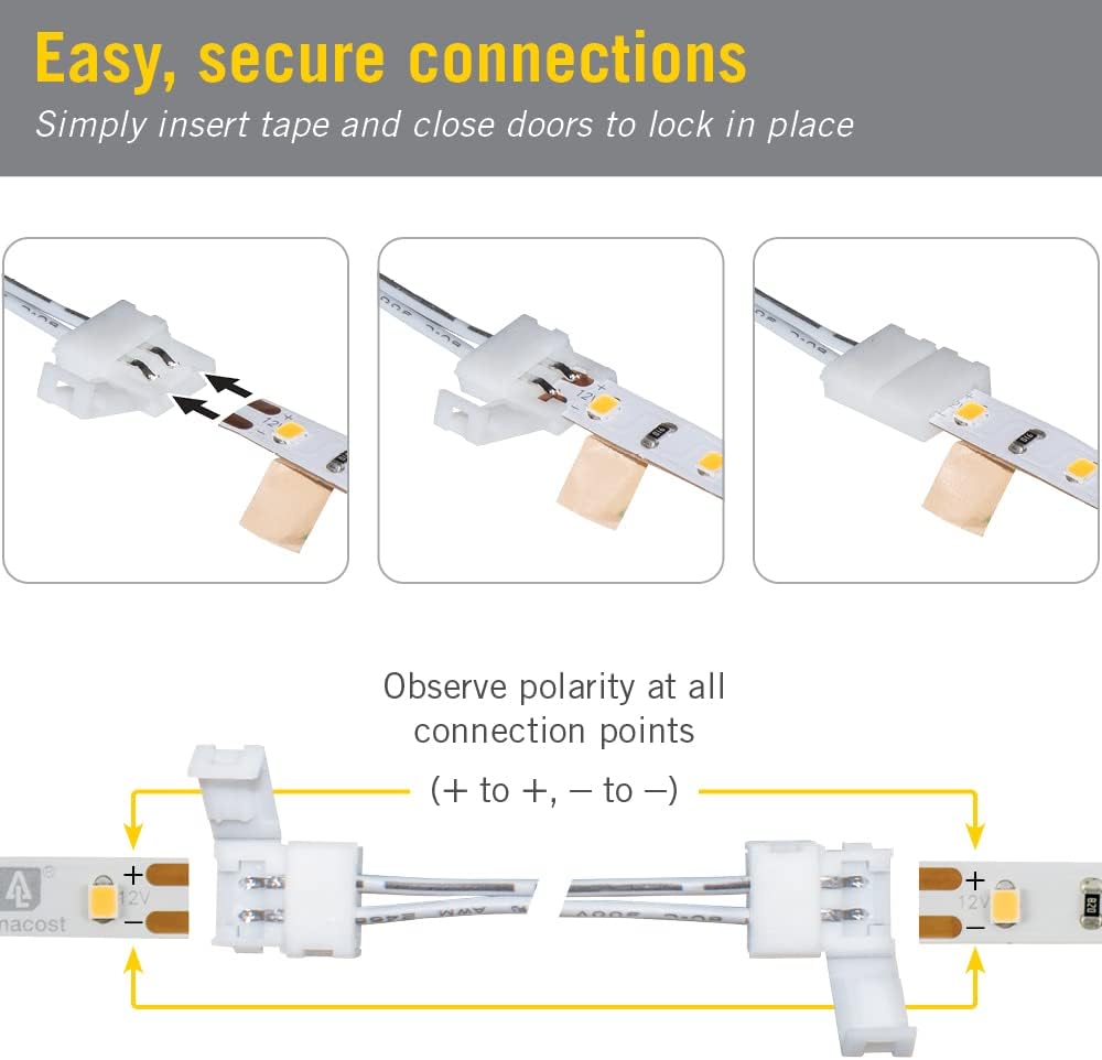 Armacost Lighting White/Single Color Snap Tape to Tape Connector - 6 Pack, 560723