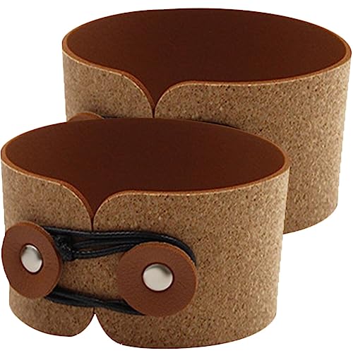 Alipis 2Pcs Coffee Cup Sleeves - PU Leather, Heat-Resistant, Mug & Glass Protectors