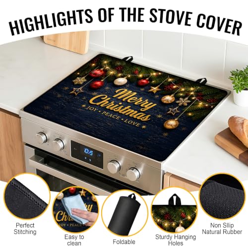 Image of NYZE Christmas Stove Top Cover for Electric Stove, Glass Stove Top Cover, Heat Resistant Glass Stovetop Protector, Kitchen Decor, Dish Drying Mats Cover for Washer Ceramic Top, 28.5x20.5 in