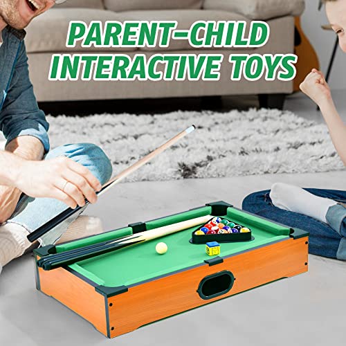 Menolana Mini Pool Table & Billiard Set, Mini Pool Table For Cats, Small Billiards Balls, Pool Cues, Triangle Rack, Chalk Desk Games, Portable Pool Game Table For Travel,Friends, Office #TOP1